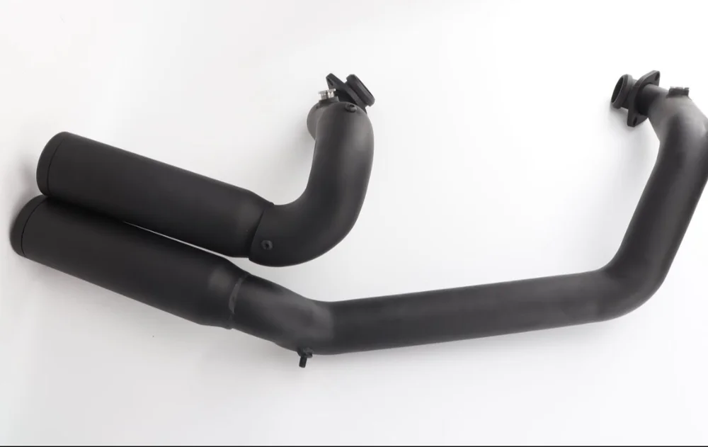 Black exhaust for a custom motorcycle project